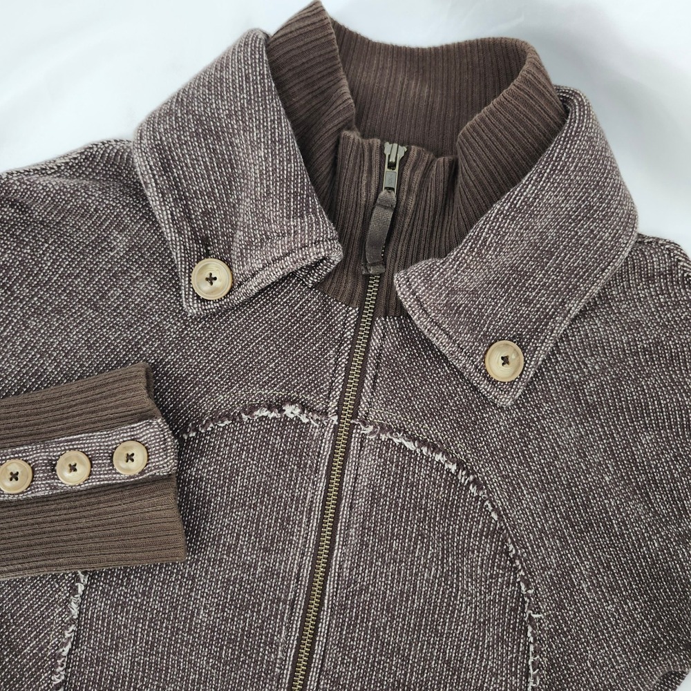 Free People Womens Earthy Indie Retro Y2K Knit Zip Up Jacket Size S Brown Boho